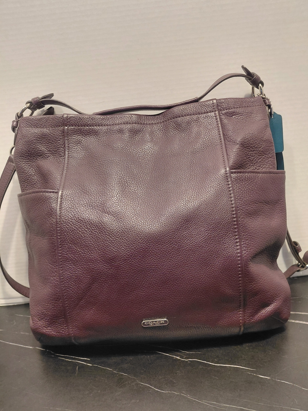 Coach Pebbled Leather Shoulder Bag/ Crossbody in Deep Plum.